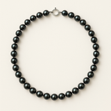 Collier NOELYSE | Or Blanc & Perles Noires | 7/8 mm