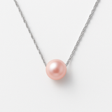 Collier Or Blanc Perles de Culture- Diamètre 8-9 mm Rose