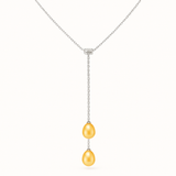 Collier Toi & Moi en argent 925 avec deux perles de culture dorées en goutte.