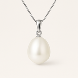 Pendentif ORÉA | Or Blanc & Perle de Culture Blanche 9-10 mm