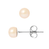 Boucles d'Oreilles- Perles de Culture d'Eau Douce Bouton 5-6 mm Rose