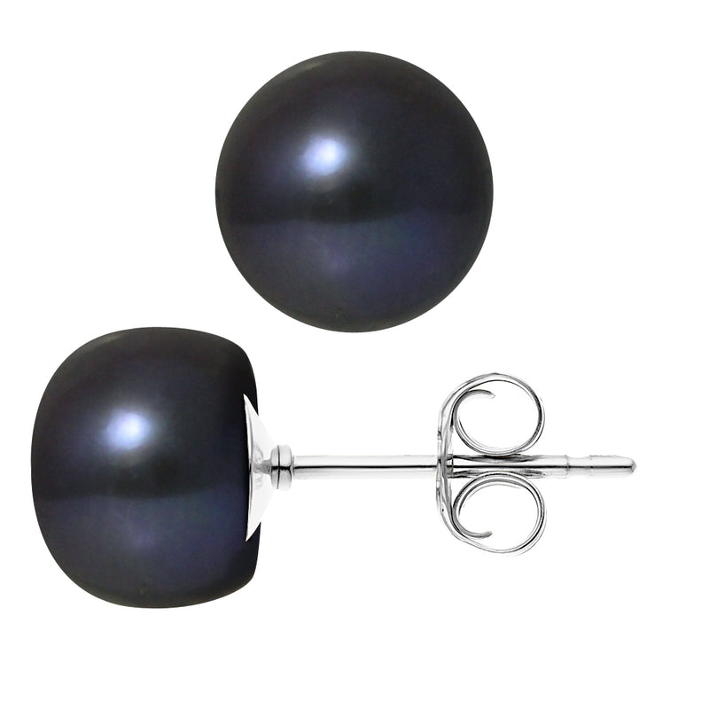 Boucles d'Oreilles- Perles de Culture d'Eau Douce- Diamètre 9-10 mm Black Tahiti