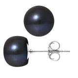 Boucles d'Oreilles- Perles de Culture d'Eau Douce- Diamètre 9-10 mm Black Tahiti-