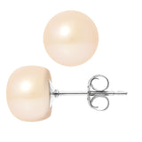 Boucles d'Oreilles- Perles de Culture d'Eau Douce- Diamètre 9-10 mm Rose