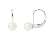 Boucles d'Oreilles- Perles de Culture- Diamètre 6-7  mm- Blanc- Argent