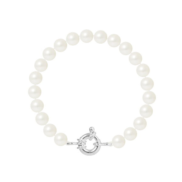 Bracelet Perles de Cutlure Ronde 7-8 mm Blanc Naturel