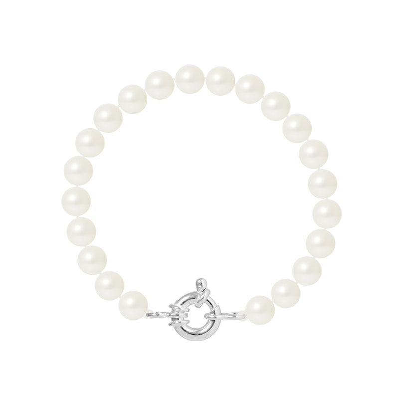 Bracelet Perles de Cutlure Ronde 7-8 mm Blanc Naturel