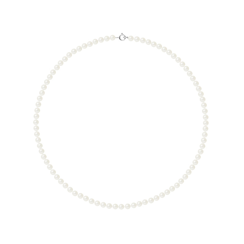 Collier Perles de Culture Ronde 4-5 mm Blanc Naturel- Bijou Femme
