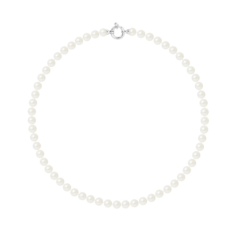 Collier Perles de Culture Ronde 6-7  mm Blanc