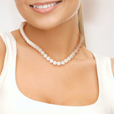 Collier Perles de Cutlure- Diamètre 8-9 mm Blanc- Bijou Femme