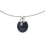 Collier Perles de Cutlure- Diamètre 9-10 mm Black Tahiti- Bijou Femme