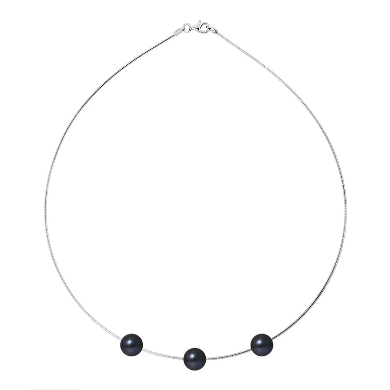 Collier Perles de Cutlure- Diamètre 9-10 mm Black Tahiti- Bijou Femme