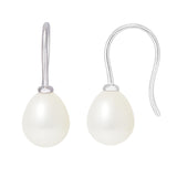 Boucles d'Oreilles- Perles de Culture d'Eau Douce Poire 7-7 ,5 mm Blanc