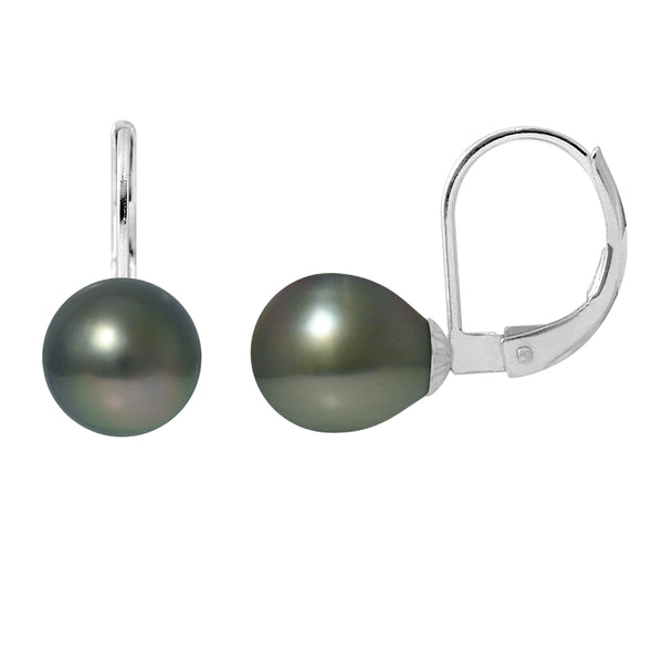Boucles d'Oreilles- Perles de Tahiti- Diamètre 8-9 mm-Argent