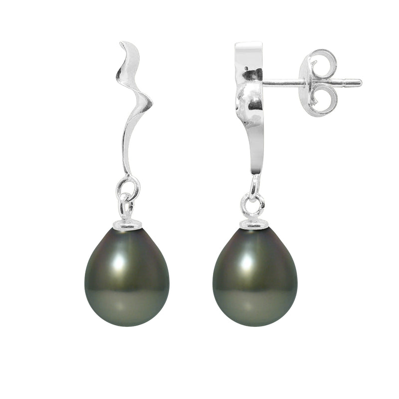 Boucles d'Oreilles- Perles de Tahiti 9-10 mm- Argent