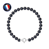 Bracelet - Perles de Culutre Ronde 6-7  mm Black Tahiti- Bijou Femme- Or Blanc