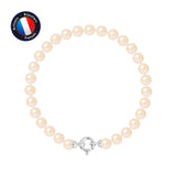 Bracelet - Perles de Culutre Ronde 6-7  mm Rose- Or Blanc