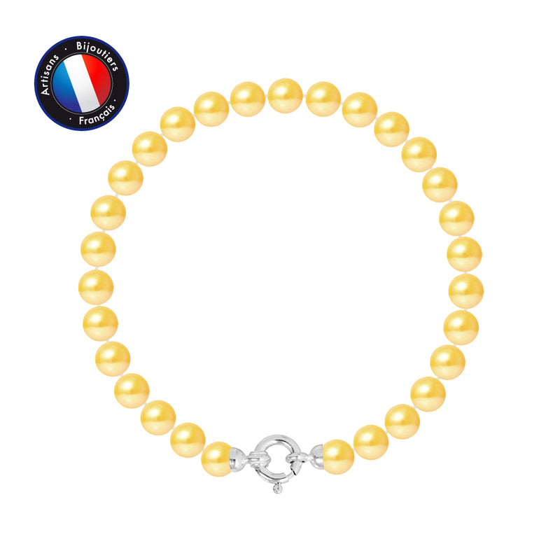 Bracelet - Perles de Culutre Ronde 6-7  mm Gold-  OrJaune