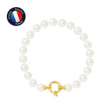 Bracelet - Perles de Culutre Ronde 7-8 mm Blanc- OrJaune