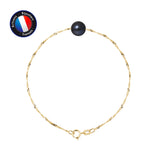 Bracelet- Perle de Culture- Diamètre 8-9 mm Black Tahiti- Or Jaune