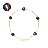 Bracelet- Perle de Culture- Ronde 6-7 mm Black Tahiti- Or Jaune