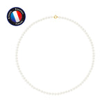 Collier- Perle de Culture Ronde 4-5 mm Blanc- Or Jaune