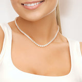 Collier Perles de Culture d'Eau Douce Ronde 5-6 mm Blanc Or Blanc