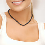 Collier- Perles de Culutre Ronde 5-6 mm Black Tahiti- Bijou Femme- Or Blanc