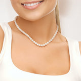 Collier- Perles de Culture d'Eau Douce Ronde 6-7  mm Blanc- Bijou Femme- OrJaune