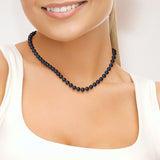 Collier- Perles de Culture d'Eau Douce Ronde 6-7  mm Black Tahiti- Bijou Femme- Or Blanc