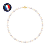 Collier- Perles de Culture d'Eau Douce Riz 6-7  mm Multicolor-  OrJaune