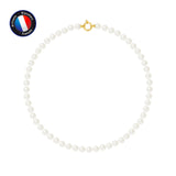 Collier- Perles de Culture ronde 7-8 mm Blanc- Or Jaune