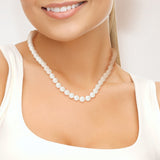 Collier- Perles de Culture d'Eau Douce- Diamètre 8-9 mm Blanc- Bijou Femme- Or Blanc