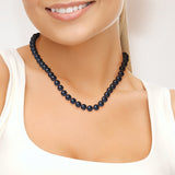 Collier- Perles de Culture d'Eau Douce Ronde 8-8 mm Black Tahiti- Bijou Femme- OrJaune