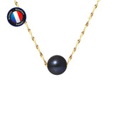 Collier- Perles de Culture 8-9 mm Black Tahiti- Or Jaune
