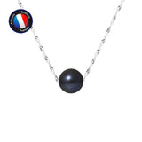 Collier- Perles de Culture 8-9 mm Black Tahiti- Or Blanc