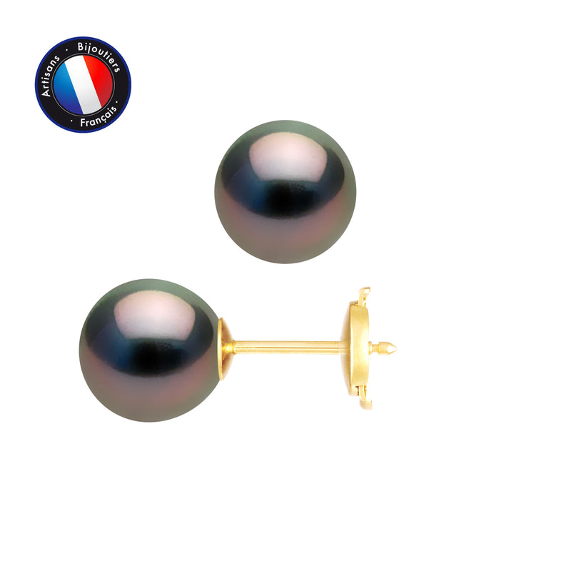 Boucle d'Oreilles - Perles de Culture de Tahiti- Diamètre 8-9 mm- Bijou Femme