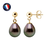 Boucle d'Oreilles - Perles de Tahiti 8-9 mm- Or Jaune
