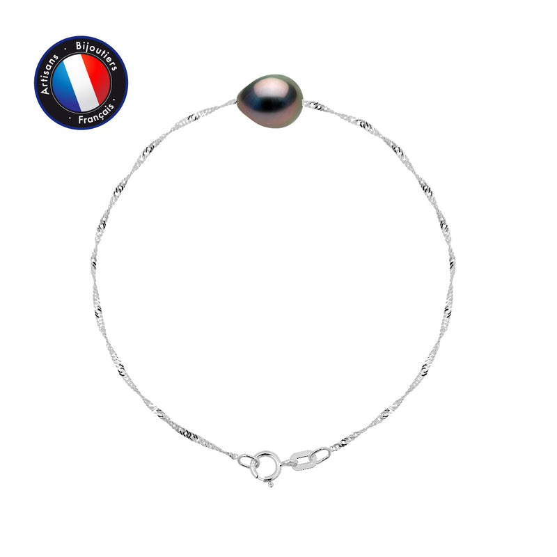 Bracelet- Perle de Culture de Tahiti Bouton 8-9 mm- Bijou Femme- Or Blanc