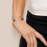 Bracelet- Perle de Culture d'Eau Douce- Ronde 8-9 mm Rose- Bijou Femme- Or Blanc