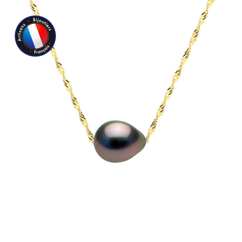 Collier- Perles de Culture de Tahiti Bouton 8-9 mm- OrJaune