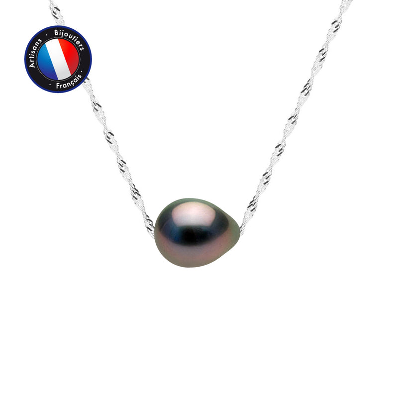 Collier- Perles de Culture de Tahiti Bouton 8-9 mm- Or Blanc