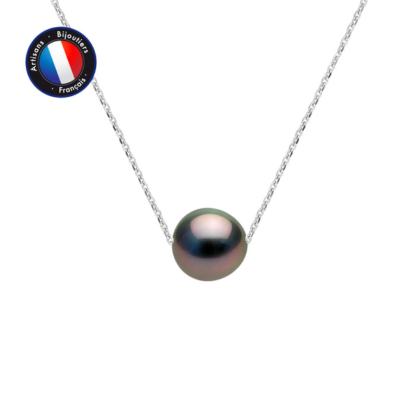 Collier- Perles de Culture de Tahiti- Diamètre 8-9 mm- Bijou Femme- Or Blanc