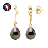 Boucle d'Oreilles - Perles de Tahiti- Diamètre 9-10 mm- Or Jaune
