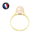 Bague- Perles de Culture d'Eau Douce- Ronde Diamètre 7-8 mm Rose- Taille 48 (EU)-  OrJaune