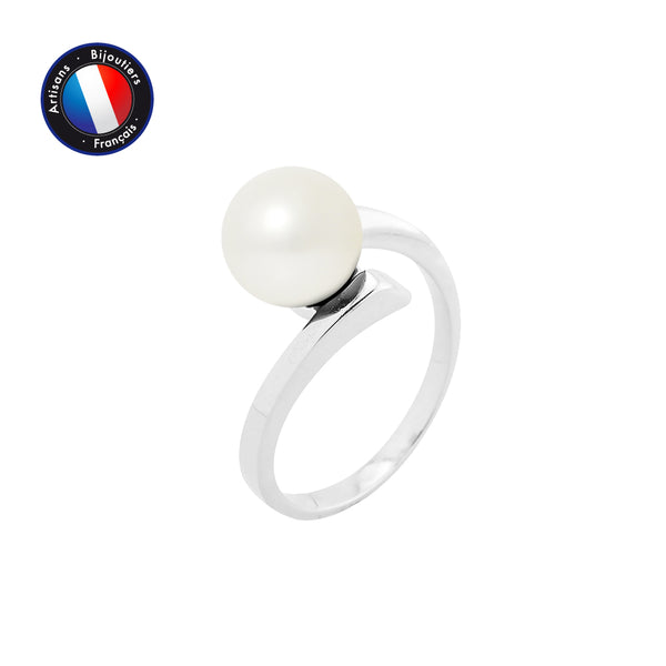 Perles de Culture d'Eau Douce- Ronde 8-9 mm Blanc- Or Blanc