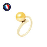 Bague- Perles de Culture d'Eau Douce- Ronde Diamètre 8-9 mm Gold- Taille 48 (EU)-  OrJaune