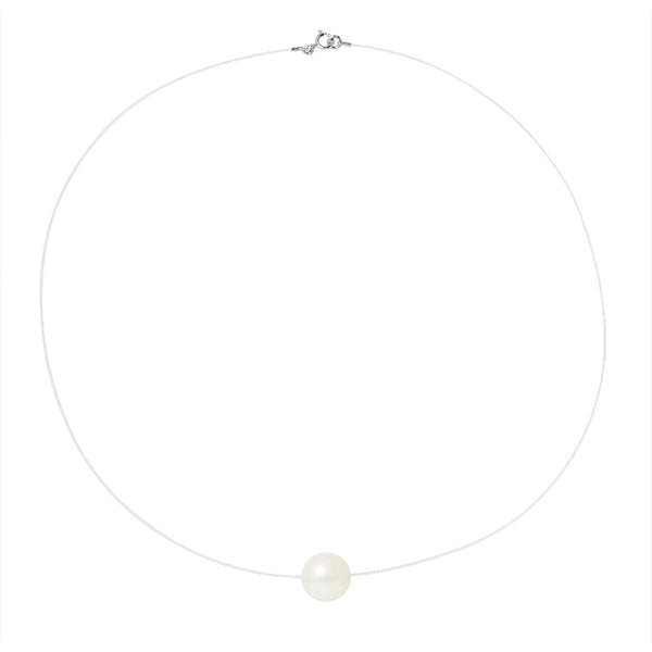 Collier- Perle de Culture d'Eau Douce- Diamètre 9-10 mm Blanc- Argent 925 Millièmes