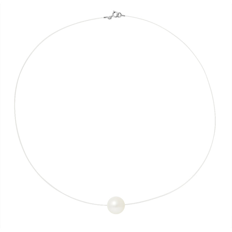 Collier- Perle de Culture d'Eau Douce- Diamètre 9-10 mm Blanc- Argent 925 Millièmes