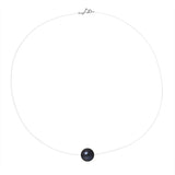Collier- Perle de Culture- Diamètre 9-10 mm Black Tahiti- Argent
